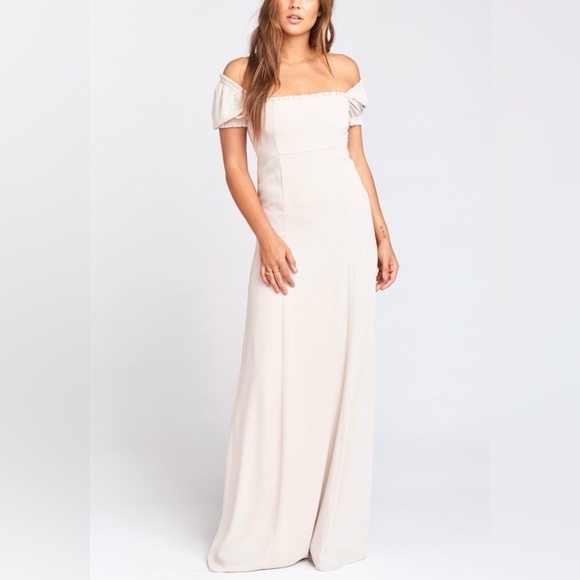 NWT Show Me Your MuMu Brittany Maxi Dress Show Me the Ring Crisp in Dove Grey, S - Picture 4 of 15